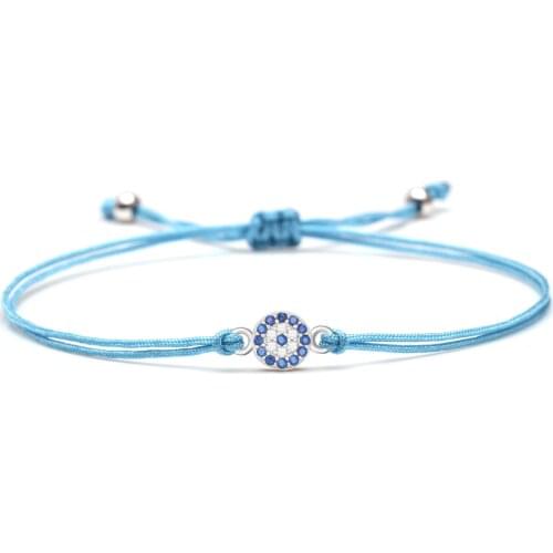 White Cubic Zirconia Copper Evil Eye Charm Bracelet Women Men Blue CZ Zircon Greek Eye Blue Pink Black String Braided Jewelry He