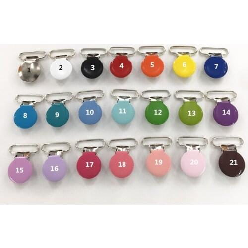 Chenkai 5pcs/lot 1'' 25mm round metal suspenders soothers holder clips DIY baby Shower dummy pacifier Chain clips Lead Free