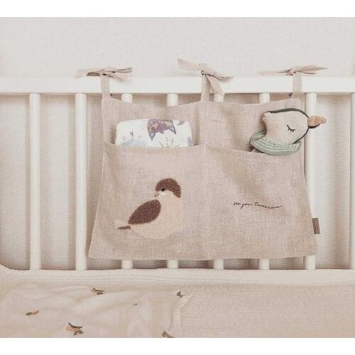 Baby Bedside Storage Bag Baby Crib Organizer Hanging Bag for Baby Essentials Multi-Purpose Bed Hanging Diaper Toy Tissue Newborn