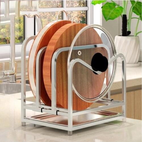 Stainless Steel Double-layer Pot Lid Holder Durable Cutting Board Rack Kitchen