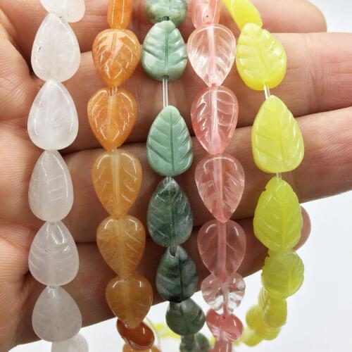 Eruifa 6pcs 8*12mm Leaf semi precious stone Charms Pendant Jewelry DIY Earring Necklace 5 colors