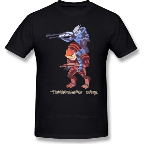Mass Effect T Shirt Turianosaurus Wrex T-Shirt Casual Mens Tee Shirt Short-Sleeve Cute 100% Cotton Print Tshirt