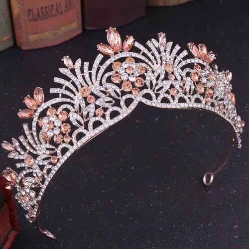 GETNOIVAS Headband Luxury Handmade Rhinestone Bridal Crown Tiaras Shiny Flower Crystal Crown Women Hair Jewelry SL