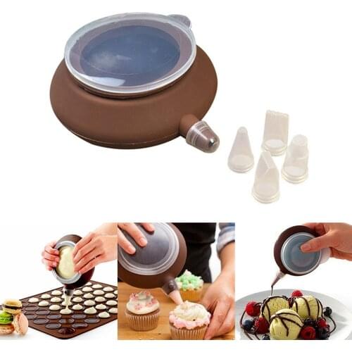 Tea-pot Shaped Piping Pot Large Size Food Degree Silicone Dessert Decorators For Milk Sauce Macaron Decoration Pot Pastry Brown