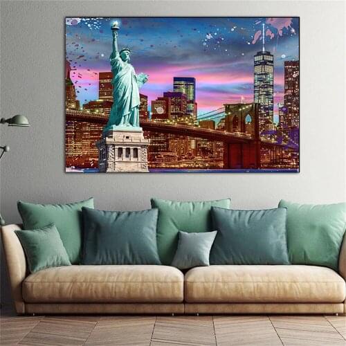 Graffiti Famous Buildings Wall Art Canvas Painting Statue of Liberty Print Posters And Picture For Living room Nordic Home Decor