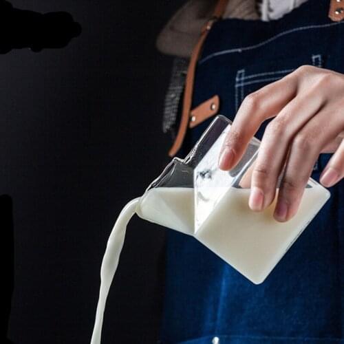 Creative Square Milk Glass Box Cream Bottle Coffee Jug Glass Cup Suitable For Microwave Oven Heating Drinkware