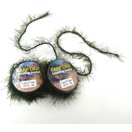 5M Carp Fishing Line Realistic Weed Line for Carp Hair Rig Hooklink Imitates Nature Weed Wire with Hook Carp Fishing Accessories