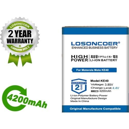 LOSONCOER Battery 4200mAh KE40 Battery For Motorola Moto E6 XT2005 XT2005-3 XT2005-4 XT2005DL