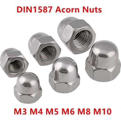 M3 M4 M5 M6 M8 M10 Hex Hexagon Acorn Nut Cap Decorative Cover Semicircle Dome Nuts 304 A2-70 Stainless Steel