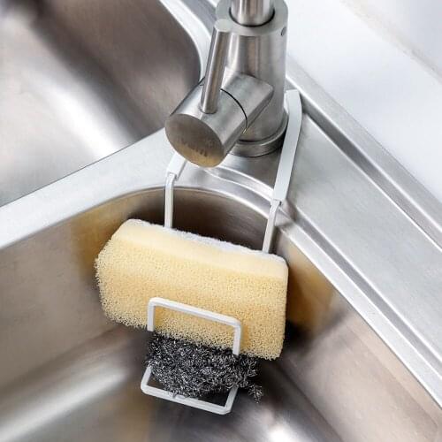 Metal Sink Drain Rack Wall Sucker Sponge Storage Drying Holder Kitchen Sink Soap Stand Dish Cloth Shelf Organizer Kitchen