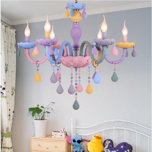 Macaron sweet color candle chandelier restaurant lamp bedroom lamp childrens room girl princess home decoration lamps