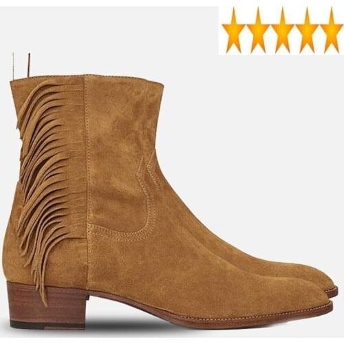 Chelsea 2021 Men Winter Tassel Genuine Leather England Style Brand Luxury Handmade Boots Fashion High Quality Shoes
