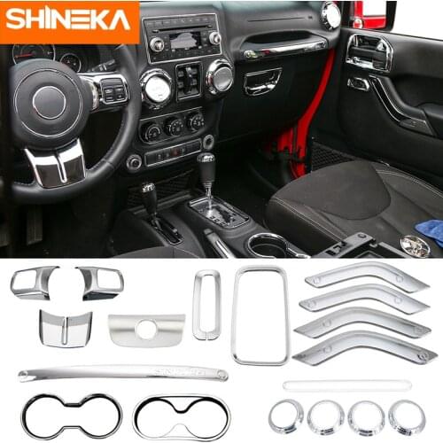 SHINEKA Interior Mouldings 18Pcs High Quality Auto Accessories Set Interior Decoration Stickers Kit For Jeep Wrangler JK 2011