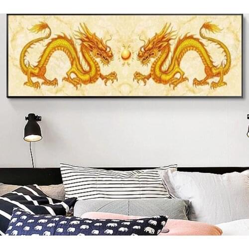 Round Diamond Painting Gold Dragon Lover Full square Rhinestone of Picture Diamond mosaic Valentines Day gift A1983