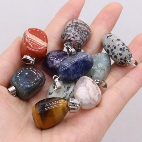 Natural Semi-precious Stone Pendant Irregular Opal Tiger Eye Stone Rose Quartz Amethyst for DIY Jewelry Making High Quality Gift