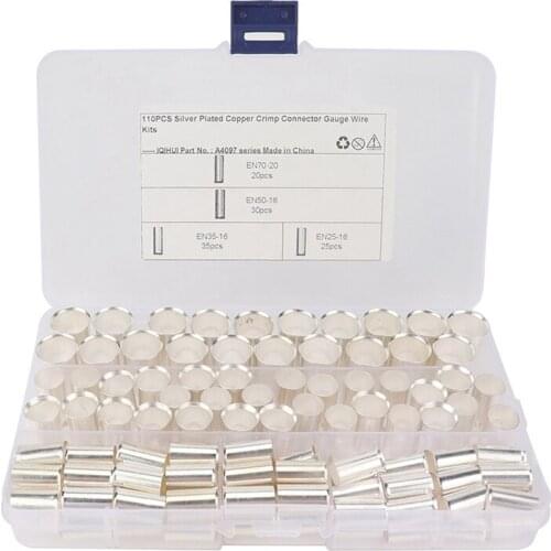 NEW-110PCS Wire Crimp Fitting Ferrules AWG 4,2,1,2/0 Non Insulated for Widely Used in Electronics, Electric Connectors