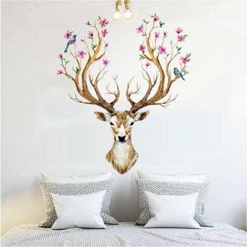 New Plum Flower Deer Wall Stickers For Kids Rooms Livingroom Home Decor Bedroom Decor Accessories Waterproof Wall Sticker