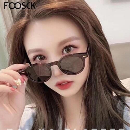 FOOSCK Women New Brand Designer Eyewear Fashion Round Sunglasses Vintage Circle Female Sun Glasses Oculos De Sol Feminino UV400