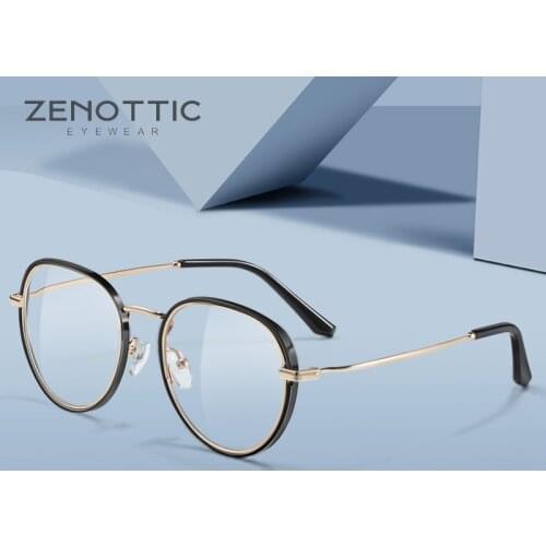 ZENOTTIC Metal Round Anti Blue Light Computer Glasses Women Men Luxury Brand Design Optical Spectacles Myopia Eyeglasses Frame