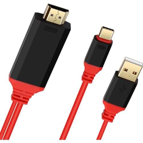 USB Type C 3.1 to HDMI-Compatible Cable Adapter 4K USB C Converter with USB Power Port for Samsung Galaxy S8 S9 Huawei Mate 10