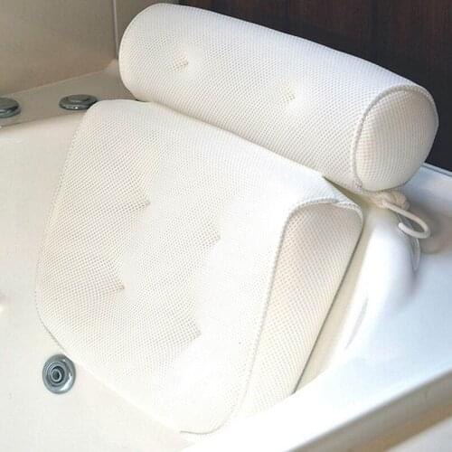 Breathable 3D Mesh Spa Bath Pillow with Suction Cups Neck and Back Support Spa Pillow for Home Hot Tub Bathroom Accessories