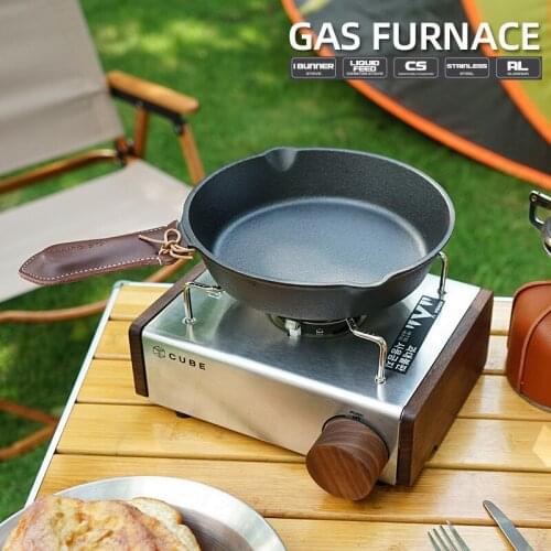 Stainless Steel Cassette Stove for Outdoor Camping Barbecue Grill with Wood Side and Switch Portable XR-Hot