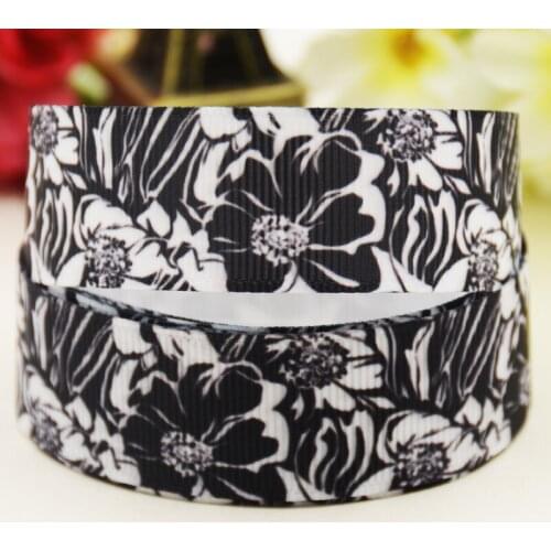 22mm 25mm 38mm 75mm Flower Cartoon printed Grosgrain Ribbon party decoration 10 Yards X-03909