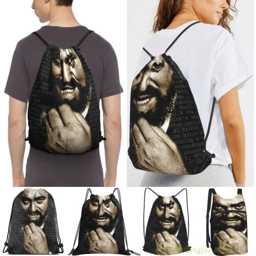 Unisex Drawstring Bags Luciano Pavarotti Women Drawstring Backpacks Men Outdoor Travel Backpacks Training Fitness Bag