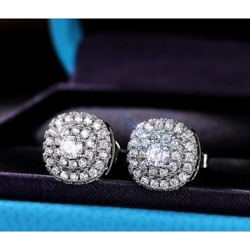 Huitan Silver Color Cubic Zirconia Women Stud Earrings Party Elegant Accessories Daily Wear Earring Timeless Style Girls Jewelry