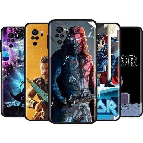 Marvel Avengers Thor Silicone Cover For Xiaomi Redmi Note10 10S 9T 9S 9 8T 8 7 6 5A 5 4 4X Prime Pro Max Black Phone Case