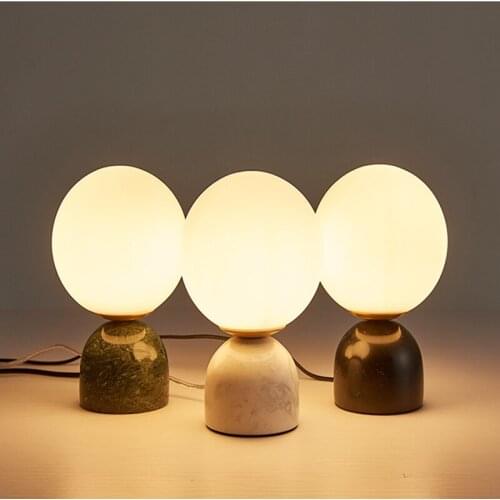 Nordic modern minimalist glass table lamp creative bedroom bedside study room decoration lamp marble table lamp