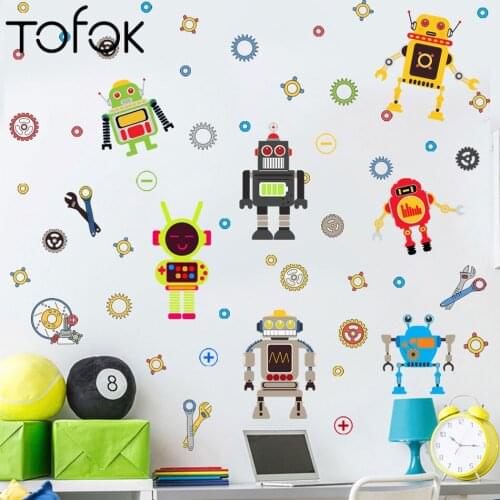 Tofok Robot Wars Gear Wrench Wall Stickers for Kids Room Baby Room Childrens Room Living Room Bedroom Creative Wall Decals