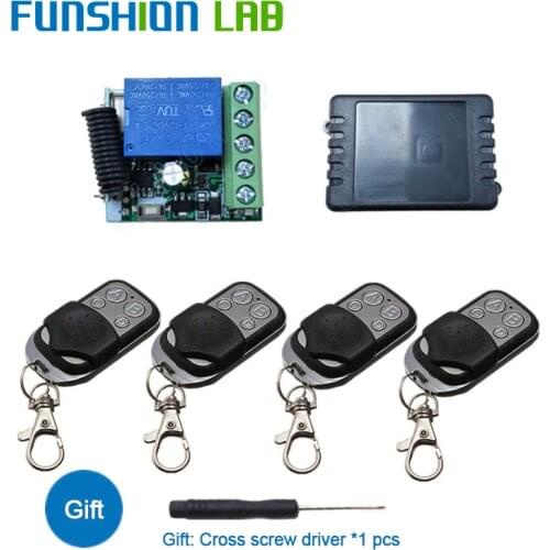 FUNSHION Universal Wireless 433Mhz Remote Control Switch DC 12V 10A 1CH Receiver Module + RF Transmitter 433 Mhz Remote Controls