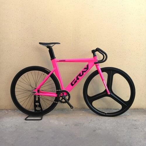 Grey Fixie Bike Aluminum Alloy 52cm Frame Fork One Piece Magnesium Alloy Wheel Single Speed Track Bicycle Flat Spokes Rims