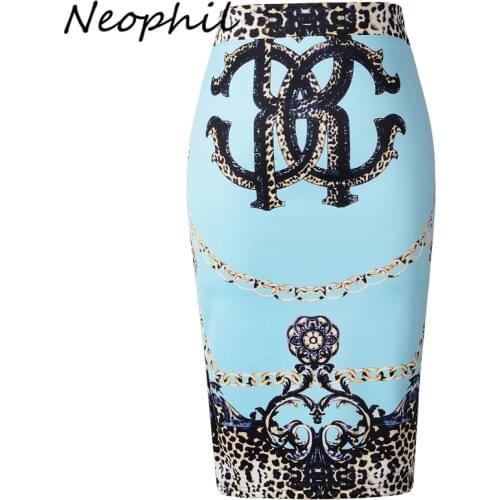 Neophil 2020 Retro Leopard Print Ladies Sexy Midi PencilSummer Skirts High Waist Print Ladies Stretch Slim Bodycon Saia S3013