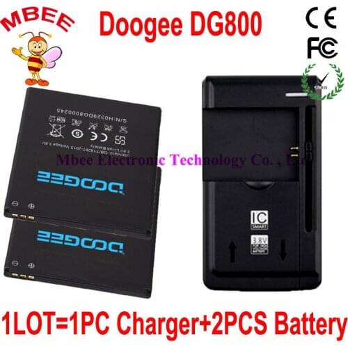 1LOT=1PC Universal Dock Charger +2PCS Original 2000mAh Doogee DG800 Battery Batterie Bateria Batterij Accumulator AKKU PIL