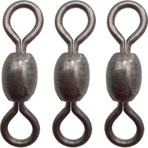 100pcs Crane Fishing Swivel With Solid Ring Black Nickle Crane Swivels Fishing Line Hook Connector Size 2 4 6 8 10