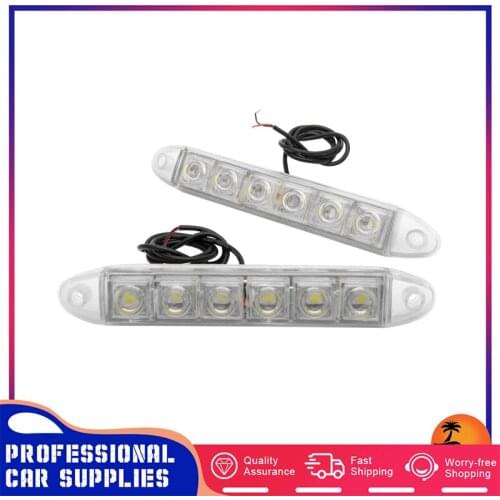 2x White 6 LED Car Strip Light Driving Daytime Running Lights Fog Day Lamp