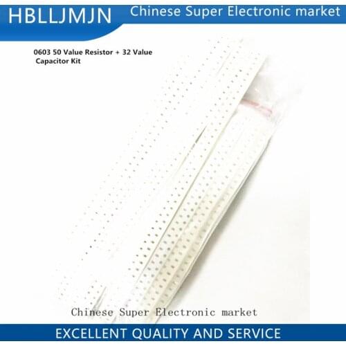 2960pcs SMD 0603 50 Value Resistor + 32 Value Capacitor Kit