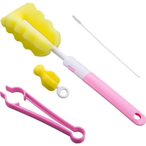 4pcs Baby High Grade Clean Sponge Child Special Bottle Brush With Handle Cleaning Utensils Brush Nipple Glass Special Brushes