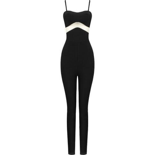 Bandage Jumpsuit Women Bodysuit Overall Bodysuit Party Club Outfits For Woman Elegance 2021 Fashion Mesh Summer Clothing