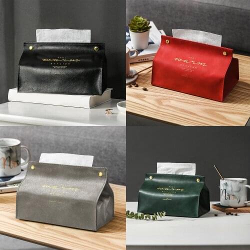 Behogar Nordic Style PU Leather Facial Tissue Box Cover Holder Home Car Organizer Supplies for Napkin Toilet Papar Small Items