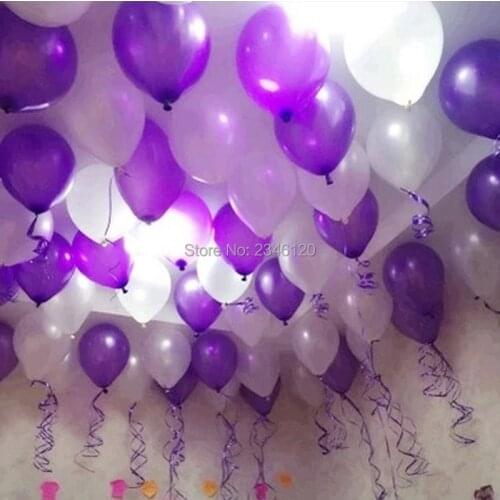White and Purple pearl balloons 50pcs 12 inch 2.8g helium ballon wedding baby Brithday toy decorations metal ball free shipping