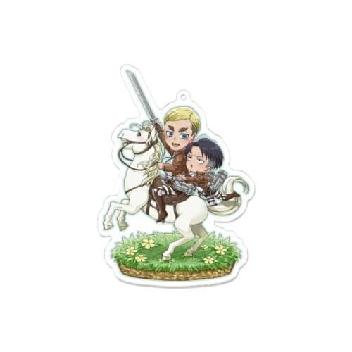 Levi Ackerman Erwin Smith Acrylic Pendant Keychain Attack on Titan Cartoon Figure Stand Model Plate Cute Tabletop Decor Student
