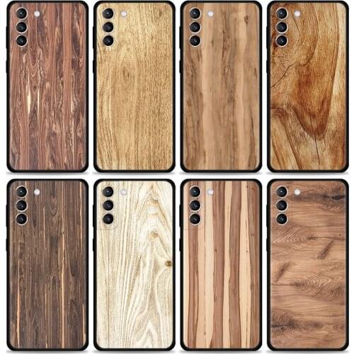 Cell Phone Case For Samsung S20 FE Galaxy S21 Ultra S10 S9 Plus Lite S10e TPU Cover Soft Capa Black Caso ShellTexture Wood