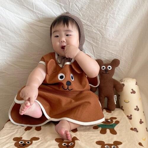 Baby Cotton Sleeping Bag Summer Infant Sleeveless Cartoon Bear Embroidered Pajamas Spring Fall Kids Split Leg Anti-kick Clothes