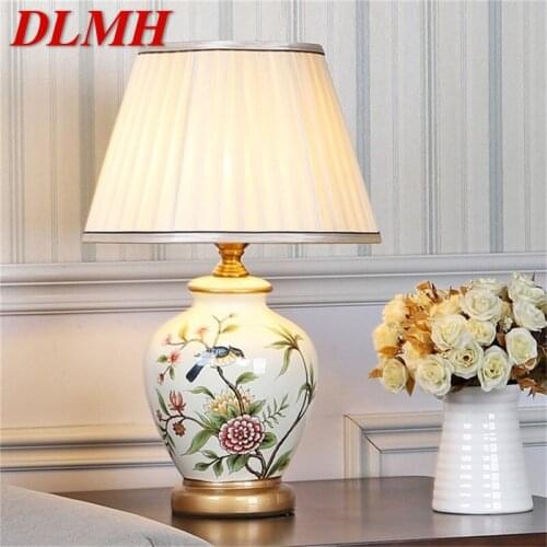 DLMH Ceramic Table Lamps Copper Modern Luxury Pattern Desk Light LED Besjdes For Home Bedroom