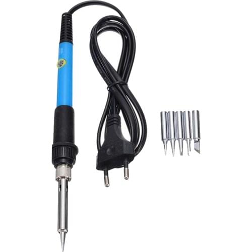60W Adjustable Temperature Electric Welding Soldering Iron Tools 5 Tips 220V