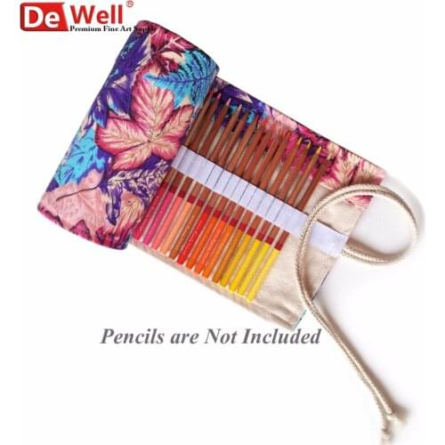 Fantastic 36/48/72 holes Hot Pencil bag Color Pencils case Holder Wrap Roll Up Stationery Cartoon Printed Coloring Maple Leaf