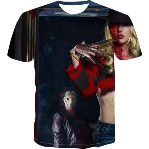 2021 Summer New Fashion Rose Witch 3D Printing Round Neck Short Sleeve Oversized T-shirt Casual Men and Women Outdoor Pullover